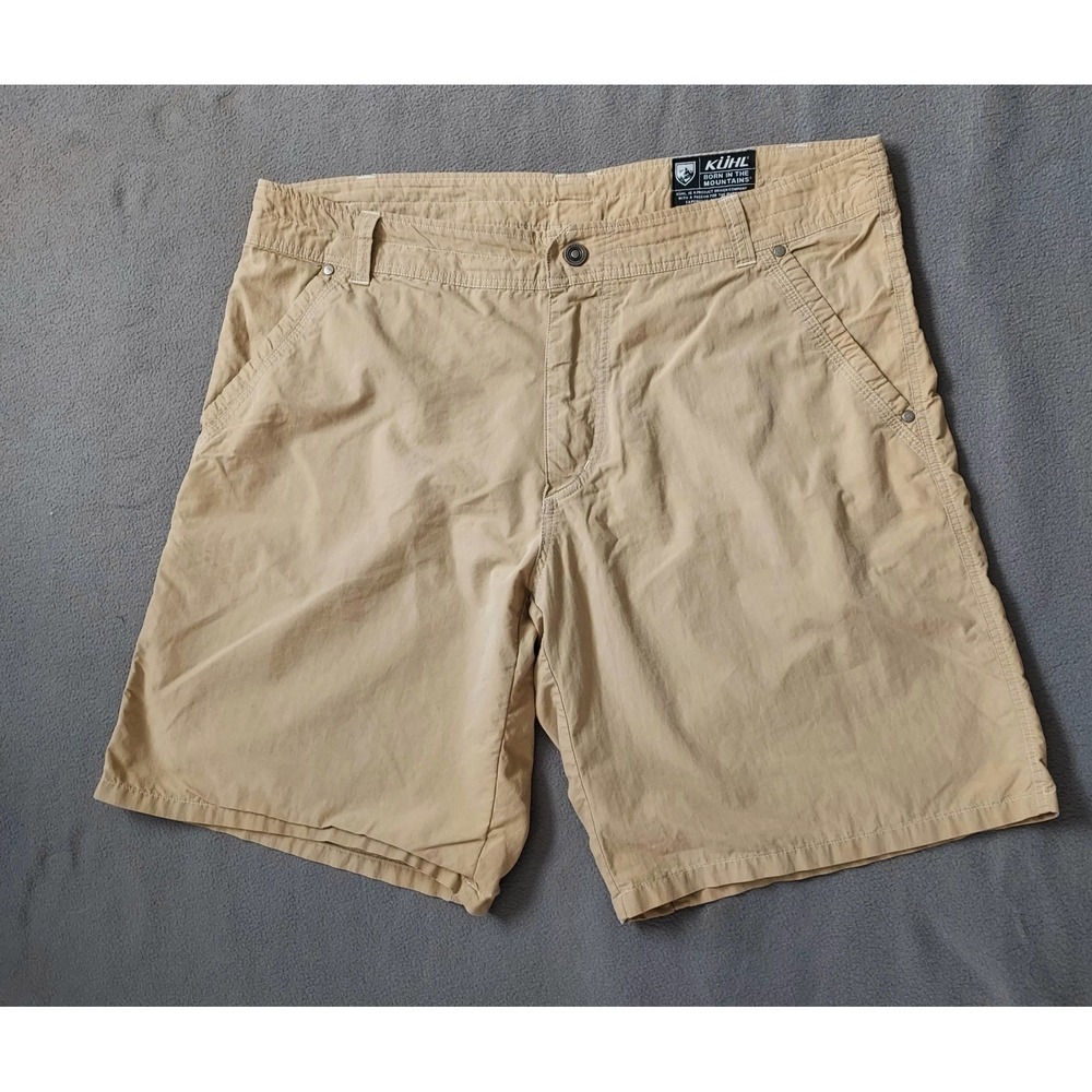 Kuhl Utility Shorts Men's 38 X 10" Khaki Brown‎ Pockets Hiking Outdoor - Picture 2 of 13